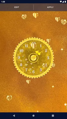 Gold Glitter Clock Wallpaper android App screenshot 0