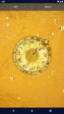 Gold Glitter Clock Wallpaper android App screenshot 1