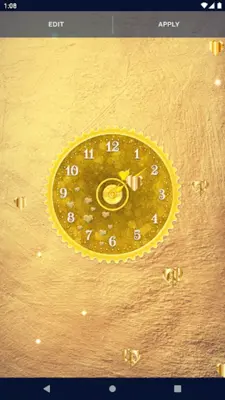 Gold Glitter Clock Wallpaper android App screenshot 2