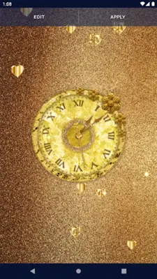 Gold Glitter Clock Wallpaper android App screenshot 3