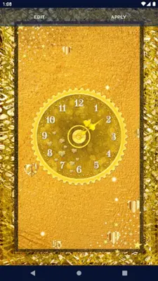 Gold Glitter Clock Wallpaper android App screenshot 4